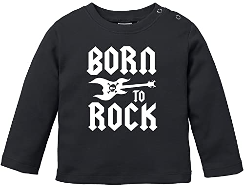 MoonWorks® Baby Langarmshirt Babyshirt Born to Rock Hardrock Heavy Metal Jungen Mädchen Shirt schwarz 56/62 (1-3 Monate) von MoonWorks