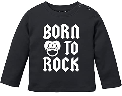 MoonWorks® Baby Langarmshirt Babyshirt Born to Rock Hardrock Heavy Metal Jungen Mädchen Shirt schwarz 92/98 (16-24-Monate) von MoonWorks