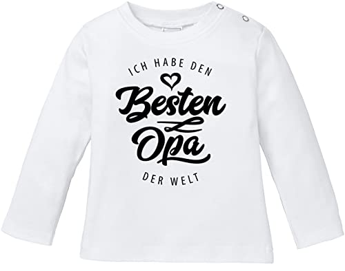 MoonWorks® Baby Langarmshirt Babyshirt Ich Habe den besten Opa der Welt Spruch Geschenk Jungen Mädchen weiß 68/74 (4-9 Monate) von MoonWorks