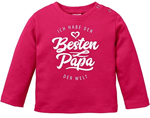 MoonWorks® Baby Langarmshirt Babyshirt Ich Habe den besten Papa der Welt Spruch Geschenk Jungen Mädchen Sorbet 68/74 (4-9 Monate) von MoonWorks