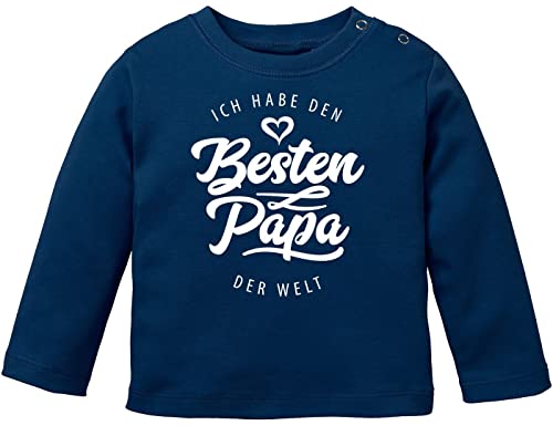 MoonWorks® Baby Langarmshirt Babyshirt Ich Habe den besten Papa der Welt Spruch Geschenk Jungen Mädchen blau 68/74 (4-9 Monate) von MoonWorks