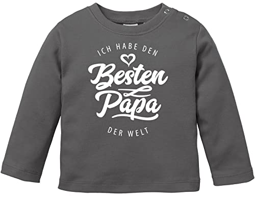 MoonWorks® Baby Langarmshirt Babyshirt Ich Habe den besten Papa der Welt Spruch Geschenk Jungen Mädchen dunkelgrau 68/74 (4-9 Monate) von MoonWorks