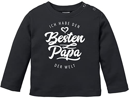 MoonWorks® Baby Langarmshirt Babyshirt Ich Habe den besten Papa der Welt Spruch Geschenk Jungen Mädchen schwarz 80/86 (10-15 Monate) von MoonWorks