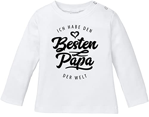 MoonWorks® Baby Langarmshirt Babyshirt Ich Habe den besten Papa der Welt Spruch Geschenk Jungen Mädchen weiß 80/86 (10-15 Monate) von MoonWorks