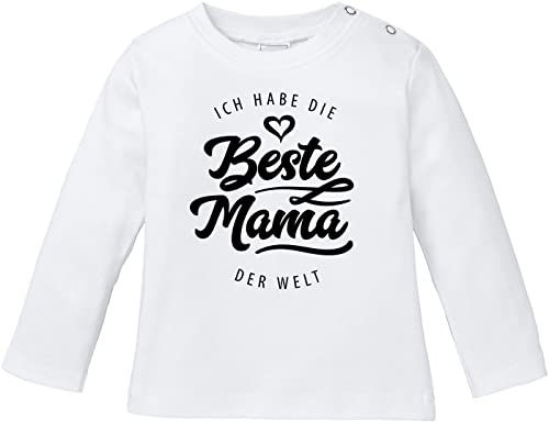 MoonWorks® Baby Langarmshirt Babyshirt Ich Habe die Beste Mama der Welt Spruch Geschenk Jungen Mädchen weiß 56/62 (1-3 Monate) von MoonWorks