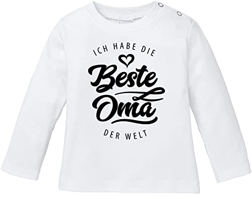 MoonWorks® Baby Langarmshirt Babyshirt Ich Habe die Beste Oma der Welt Spruch Geschenk Jungen Mädchen weiß 56/62 (1-3 Monate) von MoonWorks