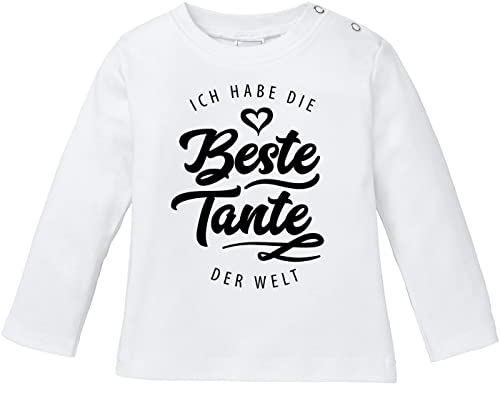 MoonWorks® Baby Langarmshirt Babyshirt Ich Habe die Beste Tante der Welt Spruch Geschenk Jungen Mädchen weiß 56/62 (1-3 Monate) von MoonWorks