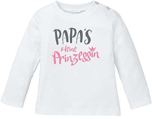 MoonWorks® Baby Langarmshirt Babyshirt Papas kleine Prinzessin Mädchen Shirt weiß 56/62 (1-3 Monate) von MoonWorks