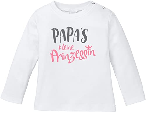 MoonWorks® Baby Langarmshirt Babyshirt Papas kleine Prinzessin Mädchen Shirt weiß 68/74 (4-9 Monate) von MoonWorks