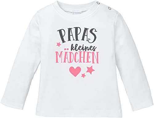 MoonWorks® Baby Langarmshirt Babyshirt Papas kleines Mädchen Bio-Baumwolle Shirt weiß 68/74 (4-9 Monate) von MoonWorks