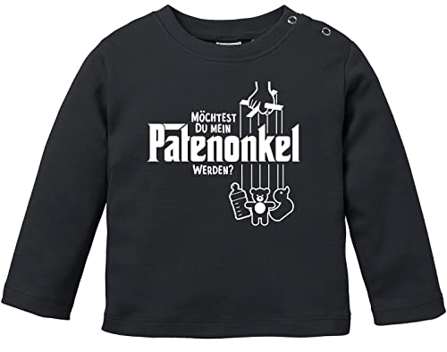 MoonWorks® Baby Langarmshirt Babyshirt Patenonkel Baby Body Willst du Mein Patenonkel Werden Jungen Mädchen Shirt schwarz 56/62 (1-3 Monate) von MoonWorks