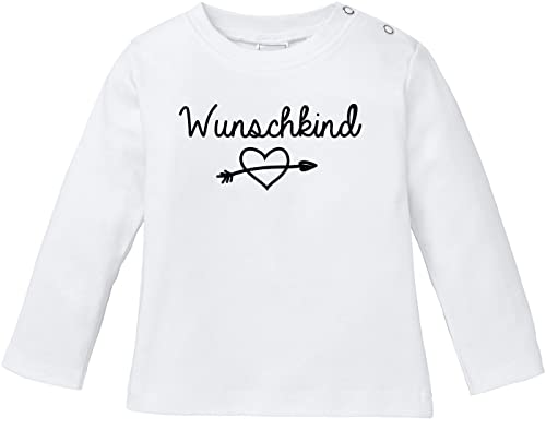 MoonWorks® Baby Langarmshirt Babyshirt Wunschkind Jungen Mädchen Shirt weiß 80/86 (10-15 Monate) von MoonWorks