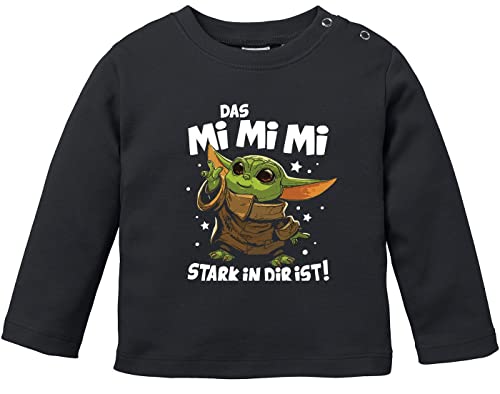 MoonWorks® Baby Langarmshirt Das Mimimi stark in dir ist.Parodie Yoda lustiger Spruch Babyshirt Jungen Mädchen Shirt schwarz 68/74 (4-9 Monate) von MoonWorks