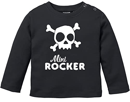 MoonWorks® Baby Langarmshirt Mini Rocker Babyshirt Jungen Mädchen Shirt schwarz 80/86 (10-15 Monate) von MoonWorks