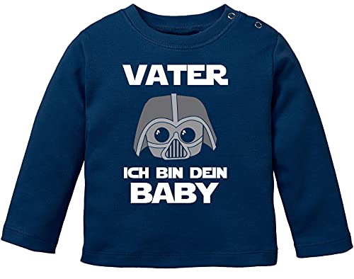 MoonWorks® Baby Langarmshirt Vater ich Bin Dein Baby Bio Baumwolle Babyshirt Jungen Mädchen lustig Spruch Nerd Longsleeve Shirt Navy 68/74 (4-9 Monate) von MoonWorks