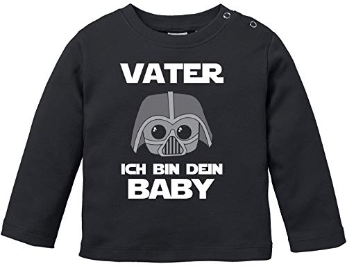 MoonWorks® Baby Langarmshirt Vater ich Bin Dein Baby Bio Baumwolle Babyshirt Jungen Mädchen lustig Spruch Nerd Longsleeve Shirt schwarz 56/62 (1-3 Monate) von MoonWorks