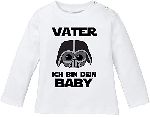 MoonWorks® Baby Langarmshirt Vater ich Bin Dein Baby Bio Baumwolle Babyshirt Jungen Mädchen lustig Spruch Nerd Longsleeve Shirt weiß 68/74 (4-9 Monate) von MoonWorks