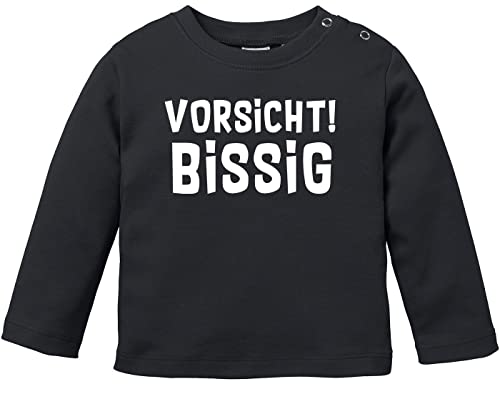 MoonWorks® Baby Langarmshirt lustiger Spruch Vorsicht bissig witzige Geschenke Babyshirt Jungen Mädchen schwarz 80/86 (10-15 Monate) von MoonWorks