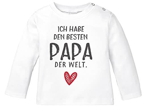 MoonWorks® Baby Langarmshirt mit Spruch ich Habe den besten Papa der Welt Geschenk Geburtstag Bio-Baumwolle Shirt weiß 56/62 (1-3 Monate) von MoonWorks