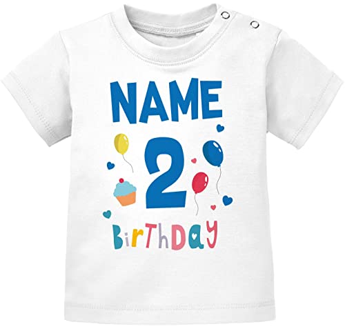 MoonWorks® Baby T-Shirt 1. Geburtstag personalisiert Name erster Geburtstag Zahl Geburtstagsshirt Kurzarm Bio-Baumwolle 2. Geburtstag weiß 92/98 (16-24-Monate) von MoonWorks