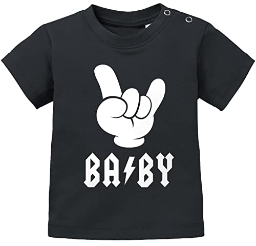 MoonWorks® Baby T-Shirt Kurzarm Babyshirt Baby Hardrock Heavy Metal Jungen Mädchen Shirt schwarz 80/86 (10-15 Monate) von MoonWorks