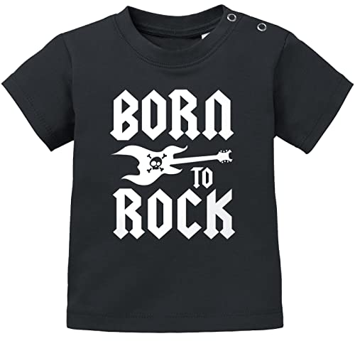MoonWorks® Baby T-Shirt Kurzarm Babyshirt Born to Rock Hardrock Heavy Metal Jungen Mädchen Shirt schwarz 80/86 (10-15 Monate) von MoonWorks