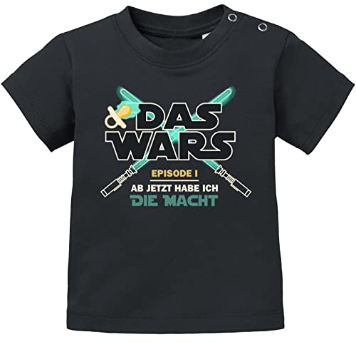 MoonWorks® Baby T-Shirt Kurzarm Babyshirt Das Wars ab jetzt Habe ich die Macht Jungen Mädchen Shirt schwarz 68/74 (4-9 Monate) von MoonWorks