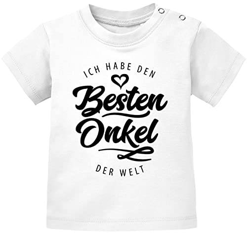 MoonWorks® Baby T-Shirt Kurzarm Babyshirt Ich Habe den besten Onkel der Welt Spruch Geschenk Jungen Mädchen weiß 92/98 (16-24-Monate) von MoonWorks