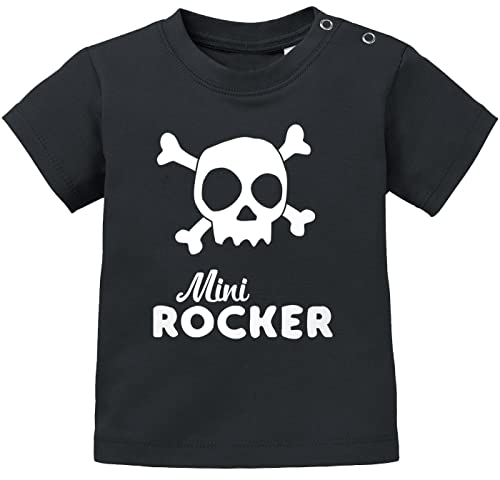 MoonWorks® Baby T-Shirt Kurzarm Babyshirt Mini Rocker Jungen Mädchen Shirt schwarz 56/62 (1-3 Monate) von MoonWorks