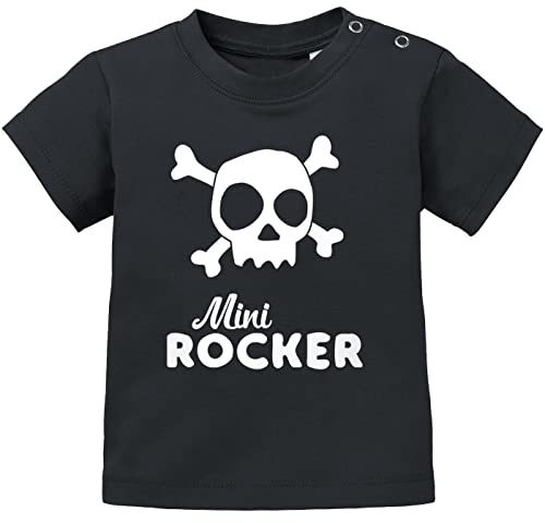 MoonWorks® Baby T-Shirt Kurzarm Babyshirt Mini Rocker Jungen Mädchen Shirt schwarz 80/86 (10-15 Monate) von MoonWorks