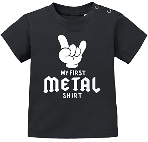 MoonWorks® Baby T-Shirt Kurzarm Babyshirt My First Metal Shirt Hardrock Heavy Metal Jungen Mädchen Shirt schwarz 68/74 (4-9 Monate) von MoonWorks