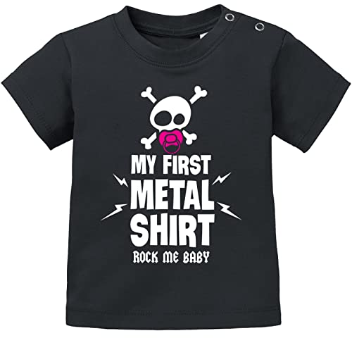 MoonWorks® Baby T-Shirt Kurzarm Babyshirt My First Metal Shirt Hardrock Heavy Metal Jungen Mädchen Shirt schwarz 80/86 (10-15 Monate) von MoonWorks