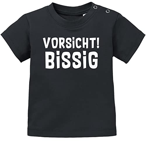 MoonWorks® Baby T-Shirt Kurzarm lustiger Spruch Vorsicht bissig witzige Geschenke Babyshirt Jungen Mädchen schwarz 80/86 (10-15 Monate) von MoonWorks