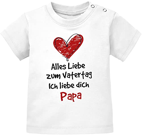 MoonWorks® Baby T-Shirt Kurzarm mit Spruch Alles Liebe Papa Vatertagsgeschenk Jungen Mädchen weiß 92/98 (16-24-Monate) von MoonWorks