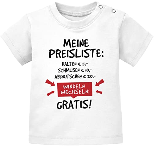 MoonWorks® Baby T-Shirt Kurzarm mit Spruch lustig Meine Preisliste Bio-Baumwolle Jungen Mädchen weiß 80/86 (10-15 Monate) von MoonWorks