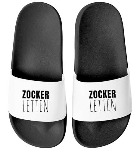 MoonWorks® Badelatschen Zocker-Letten | für Gamer Nerds Gaming-Fans | Witzige Schlappen für Männer & Frauen | Geschenkidee für Zocker Streamer Schwarz-weiss 39 von MoonWorks