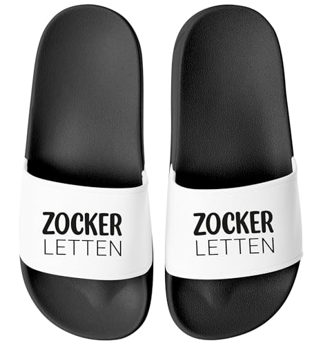 MoonWorks® Badelatschen Zocker-Letten | für Gamer Nerds Gaming-Fans | Witzige Schlappen für Männer & Frauen | Geschenkidee für Zocker Streamer Schwarz-weiss 47 von MoonWorks