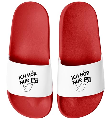 MoonWorks® Badeschlappen Badelatschen Unisex mit Spruch für Männer & Frauen | Witzige Schlappen gegen Gejammer | Fun Geschenk für Sarkasmus-Fans und Genervte Rot-weiss 40 von MoonWorks