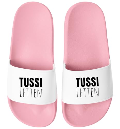 MoonWorks® Badeschlappen Damen Aufdruck Tussiletten Badelatschen Fun Geschenk für Freundinnen mit Stil Selbstironie Rosa-weiss 39 von MoonWorks