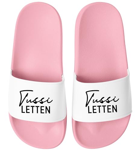 MoonWorks® Badeschlappen Damen Aufdruck Tussiletten Badelatschen Fun Geschenk für Freundinnen mit Stil Selbstironie Rosa-weiss 47 von MoonWorks