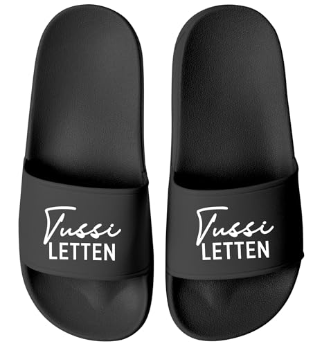 MoonWorks® Badeschlappen Damen Aufdruck Tussiletten Badelatschen Fun Geschenk für Freundinnen mit Stil Selbstironie Schwarz-schwarz 40 von MoonWorks