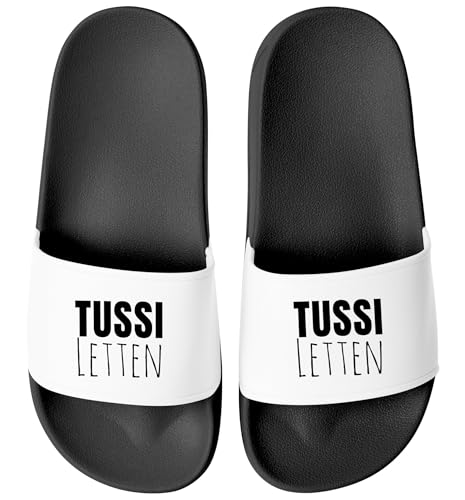 MoonWorks® Badeschlappen Damen Aufdruck Tussiletten Badelatschen Fun Geschenk für Freundinnen mit Stil Selbstironie Schwarz-weiss 39 von MoonWorks