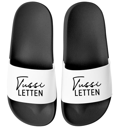 MoonWorks® Badeschlappen Damen Aufdruck Tussiletten Badelatschen Fun Geschenk für Freundinnen mit Stil Selbstironie Schwarz-weiss 40 von MoonWorks