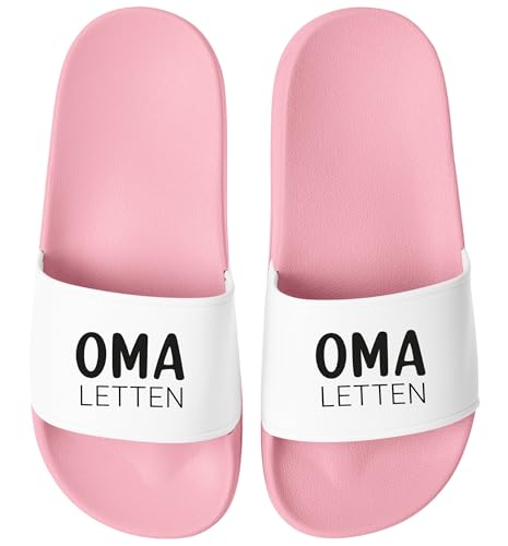 MoonWorks® Badeschlappen Mama/Oma-Letten Badelatschen mit Spruch Lustig Geschenk Mütter/Großmütter Rosa-weiss 40 von MoonWorks