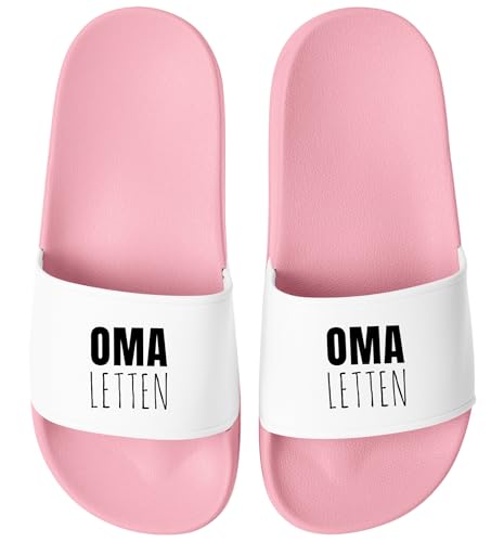 MoonWorks® Badeschlappen Mama/Oma-Letten Badelatschen mit Spruch Lustig Geschenk Mütter/Großmütter Rosa-weiss 43 von MoonWorks
