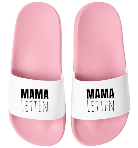 MoonWorks® Badeschlappen Mama/Oma-Letten Badelatschen mit Spruch Lustig Geschenk Mütter/Großmütter Rosa-weiss 44 von MoonWorks