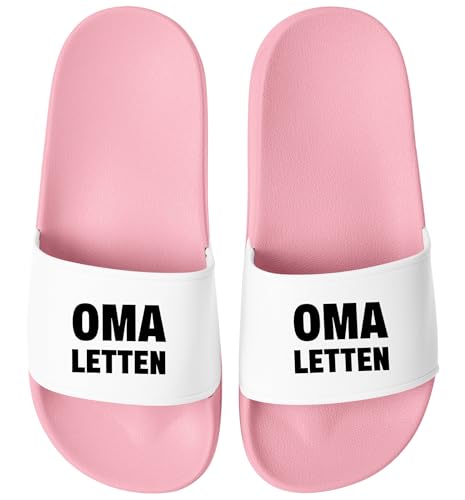 MoonWorks® Badeschlappen Mama/Oma-Letten Badelatschen mit Spruch Lustig Geschenk Mütter/Großmütter Rosa-weiss 44 von MoonWorks