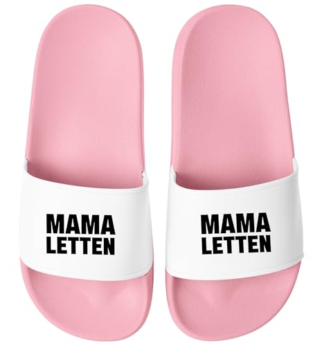 MoonWorks® Badeschlappen Mama/Oma-Letten Badelatschen mit Spruch Lustig Geschenk Mütter/Großmütter Rosa-weiss 45 von MoonWorks