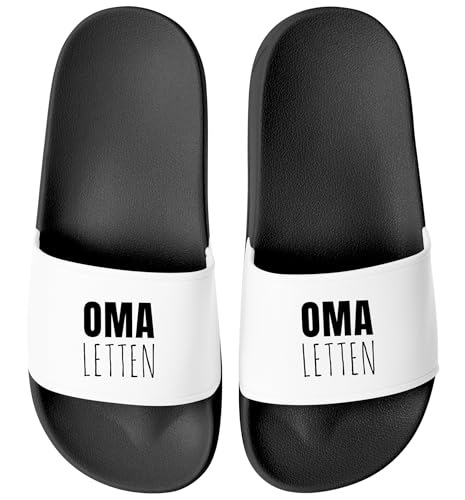 MoonWorks® Badeschlappen Mama/Oma-Letten Badelatschen mit Spruch Lustig Geschenk Mütter/Großmütter Schwarz-weiss 38 von MoonWorks