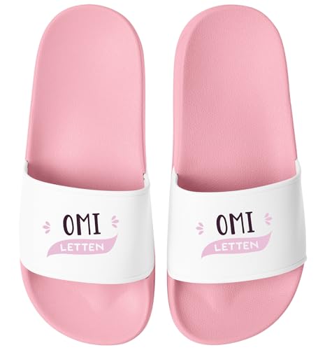 MoonWorks® Badeschlappen Mama Oma Letten Badelatschen Damen mit Print Lustig bedruckt Muttertagsgeschenk Rosa-weiss 40 von MoonWorks